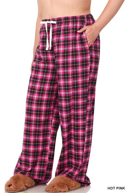Pink And Black Plaid Pajama Pants Recycled Fibers Plaid Pajama