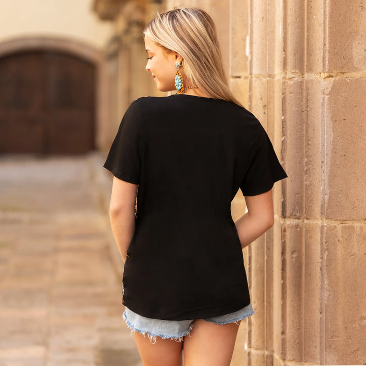 Leopard Vertical Color Block Top