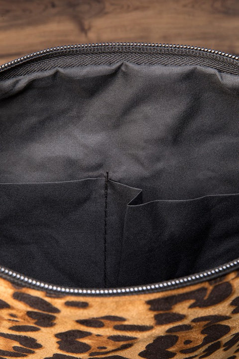 Leopard Cross Body Clutch Brown