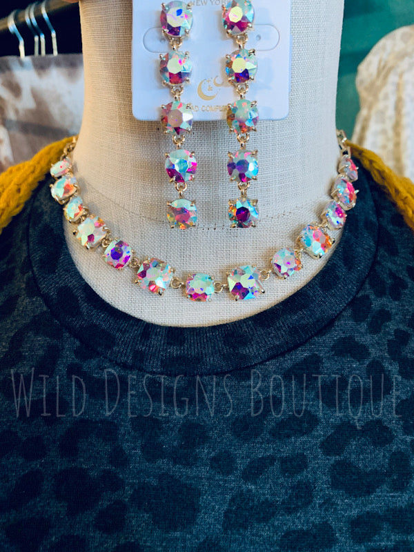 Jessica Crystal Statement Earrings Gold AB