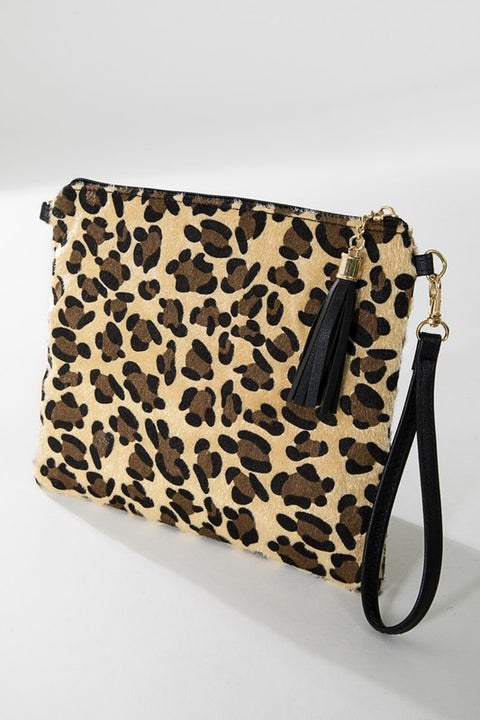 Leopard Hair Cross Body Clutch