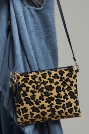 Leopard Hair Cross Body Clutch