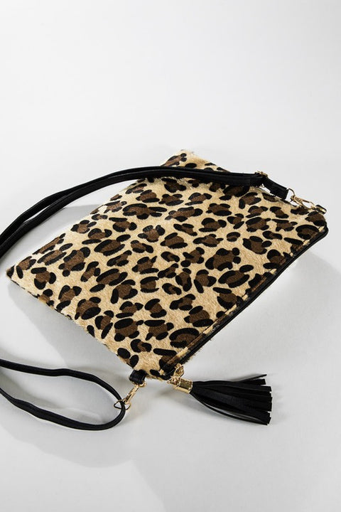 Leopard Hair Cross Body Clutch