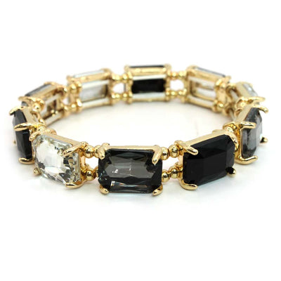 Black Crystal Statement Bracelet Gold