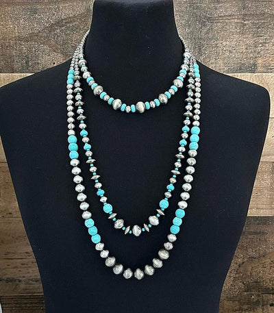 Layered Turquoise Navajo Bead Necklace Set