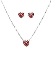 Bling Heart Necklace Set Red