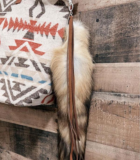 XL Fox Hair Purse Tassel Natural