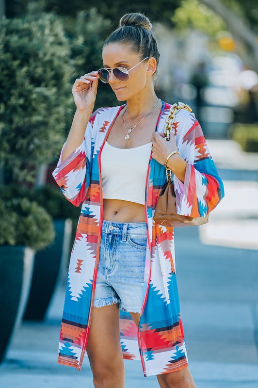 Lorena Mesh Aztec Kimono