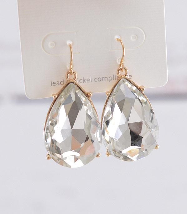 Tatum Crystal Teardrop Earrings Gold