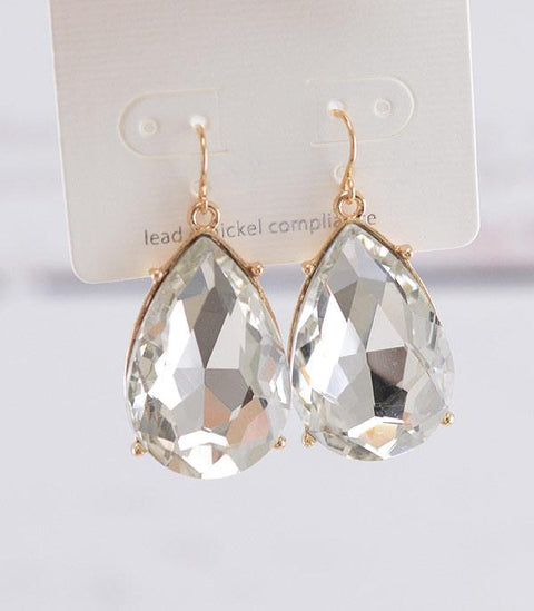 Crystal Teardrop Earrings Gold