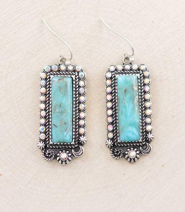Brodie Bling Turquoise Bar Earrings