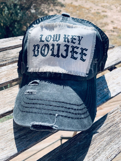 Low Key Boujee Frayed Patch Black/Black Hat