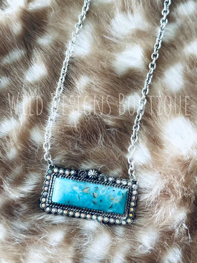 Bling Turquoise Bar Necklace