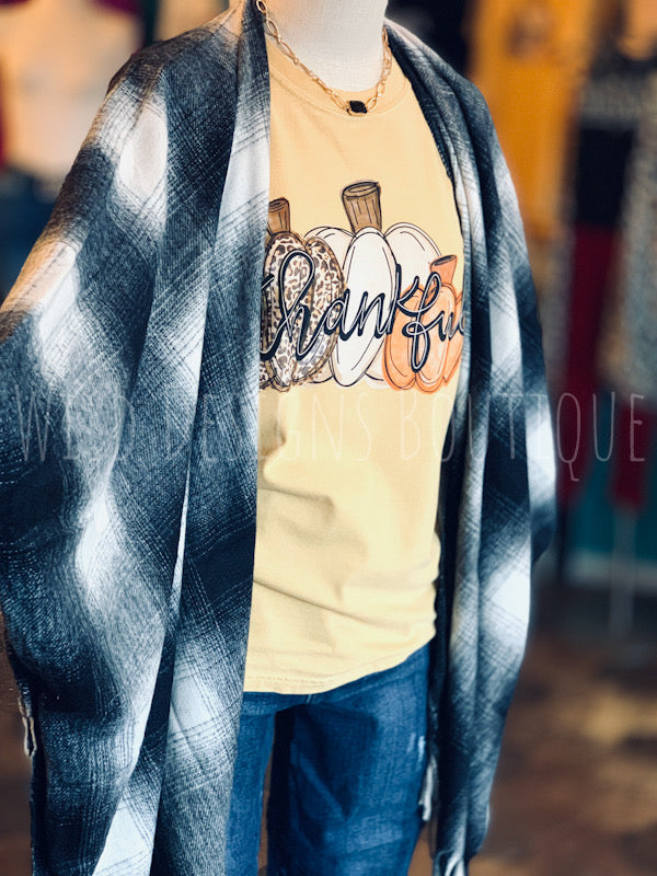 Academia Black Plaid Fringe Kimono