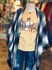 Academia Black Plaid Fringe Kimono