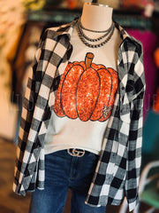 Faux Sequin Pumpkin Graphic Tee 50% OFF