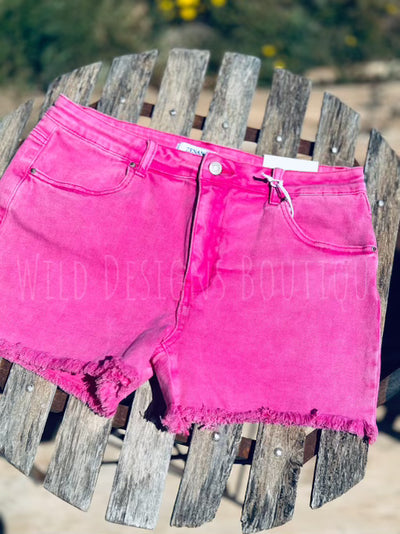 Zen Hot Pink Acid Wash Shorts