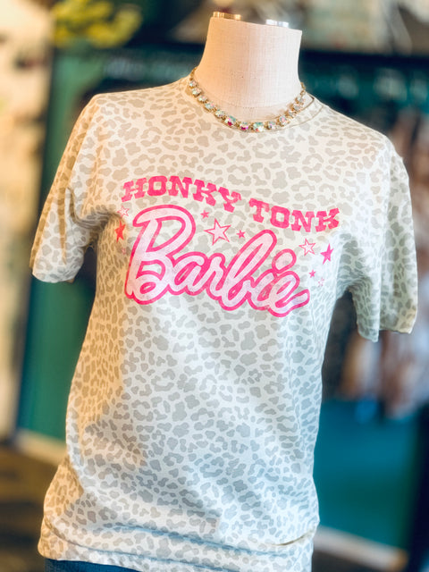 Honky Tonk Barbie Leopard Graphic Tee