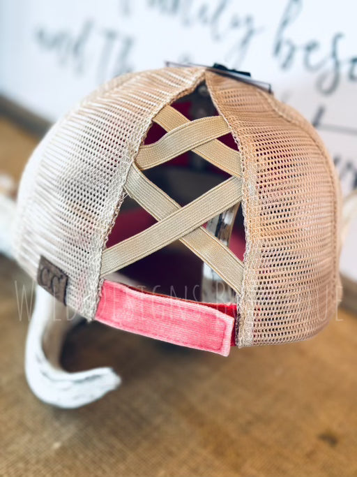 C.C. Aztec Criss Cross Hat Coral