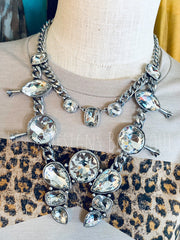 Crystal Squash Blossom Necklace Set Clear