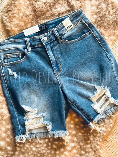 Mid Rise Distressed Shorts 15280