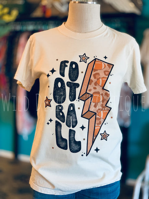 Leopard Football Lightning Bolt Graphic Tee
