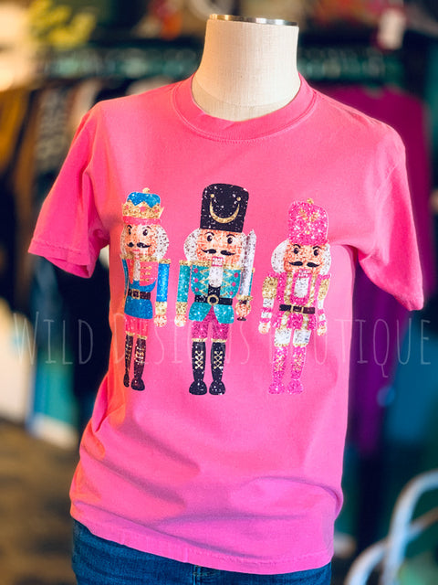 Faux Sequin Preppy Nutcrackers Graphic Tee 50% OFF