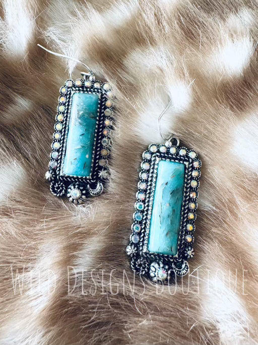 Brodie Bling Turquoise Bar Earrings
