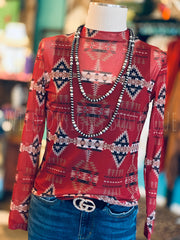 Aztec to the World Mesh Layering Top