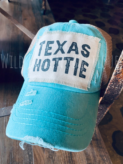 Texas Hottie Frayed Patch Mint/Beige Hat