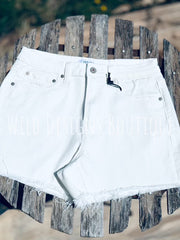 Zen White Raw Hem Shorts