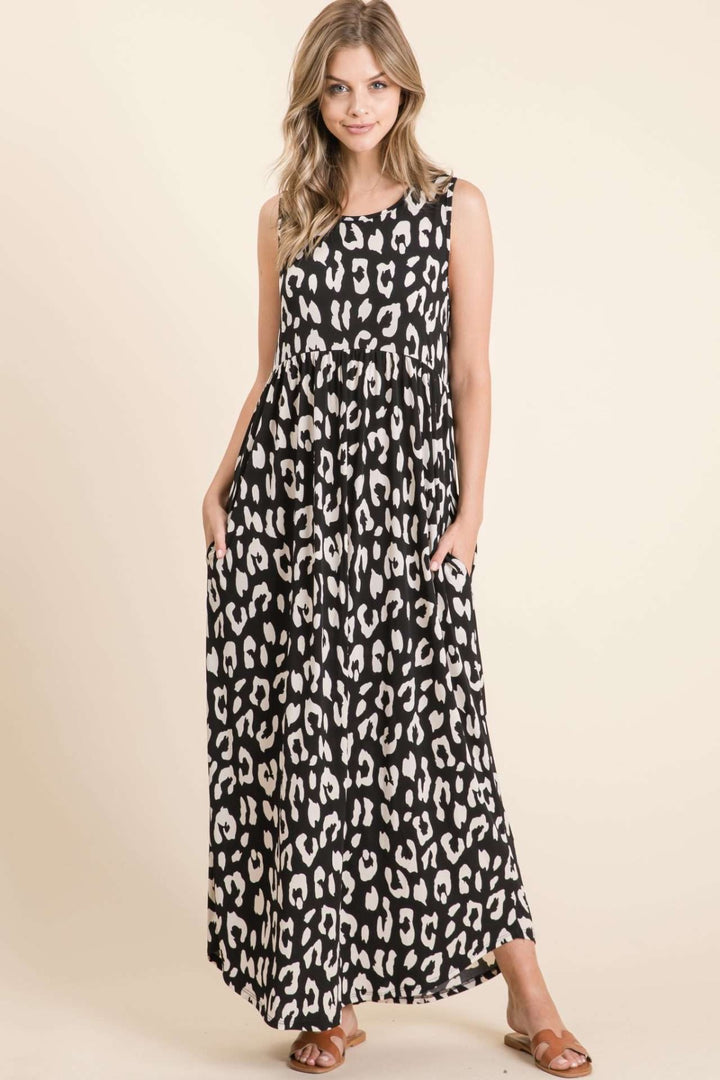 Black Leopard Maxi Tank Dress