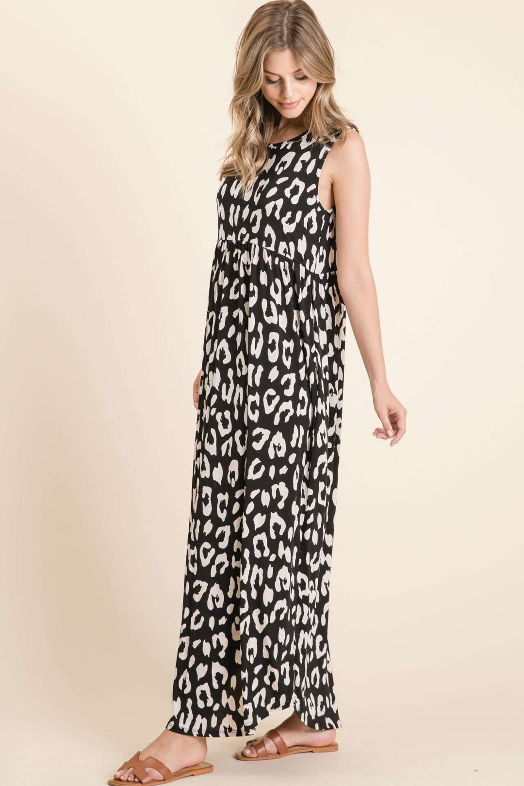 Black Leopard Maxi Tank Dress