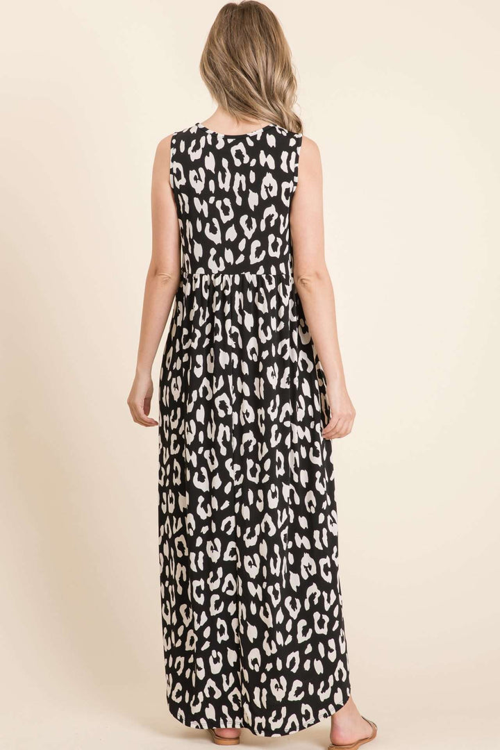 Black Leopard Maxi Tank Dress