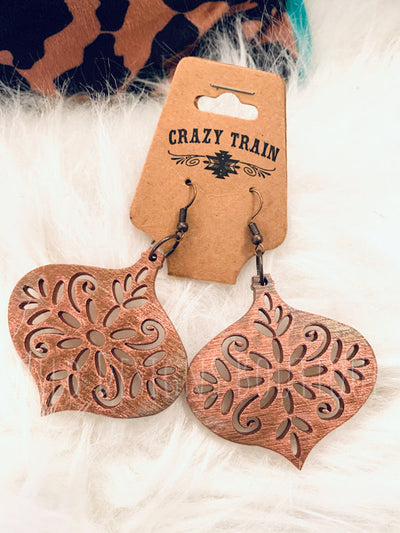 Wooden Earrings Rose Gold Ornaments