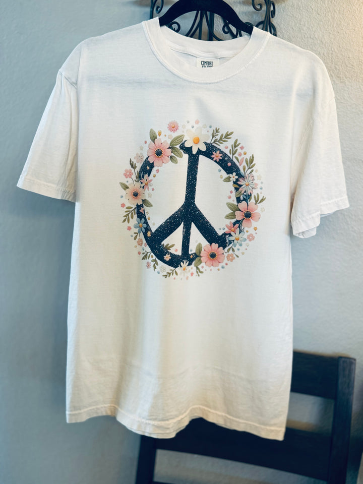 Floral Peace Sign Graphic Tee
