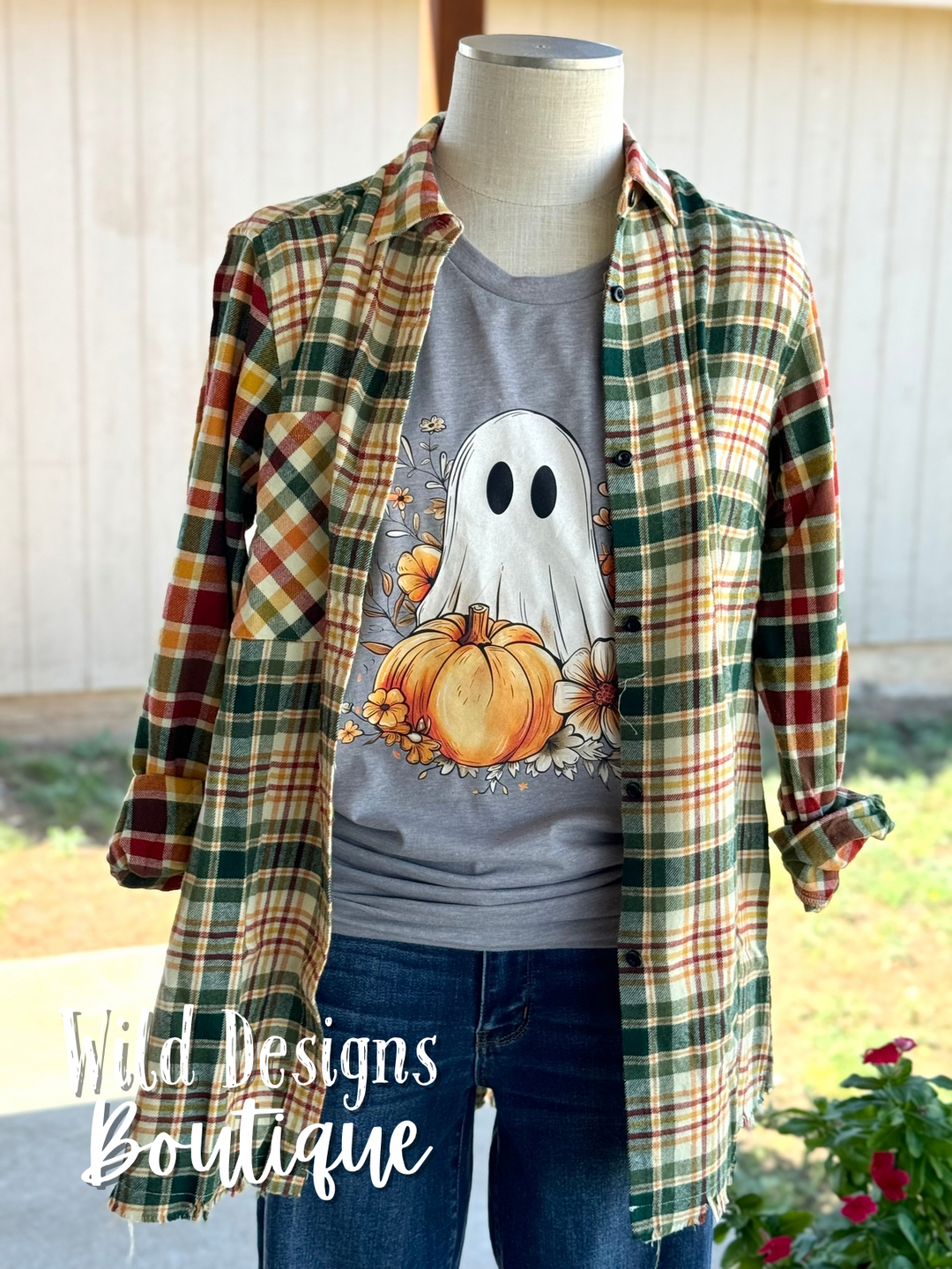 Fall Floral Ghost Graphic Tee