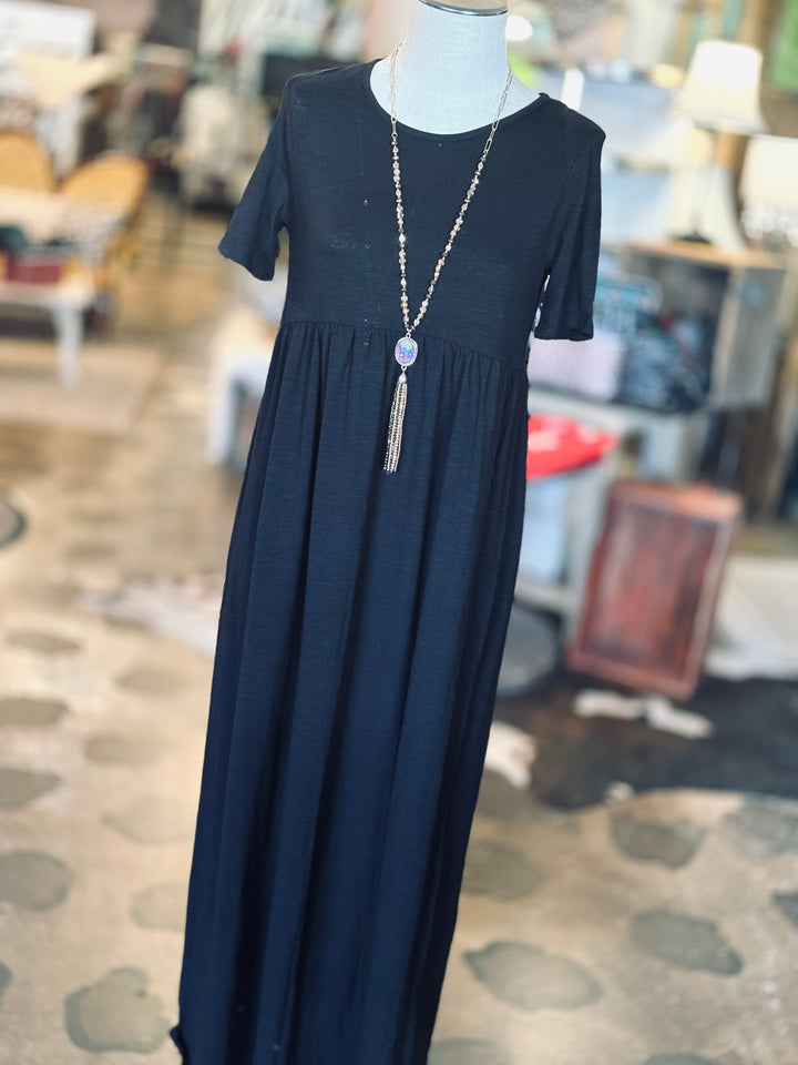 Solid Maxi Dress Black