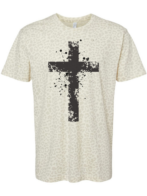 Painted Cross Leopard Graphic Tee