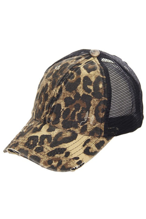 Leopard Print Criss Cross Hat