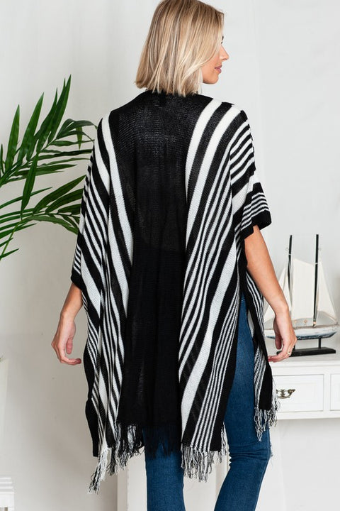 Emily Fringe Striped Kimono