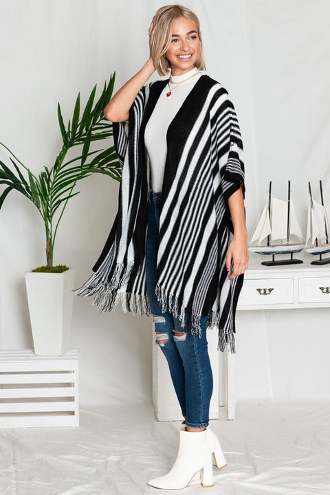 Emily Fringe Striped Kimono 60% OFF