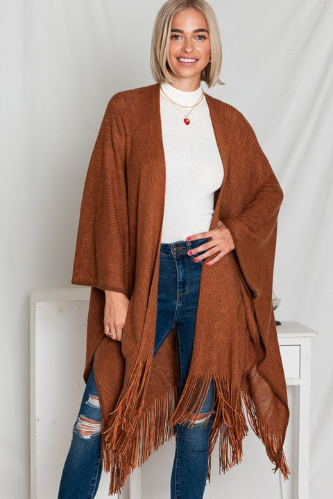 Harlow Fringe Pocket Kimono Camel