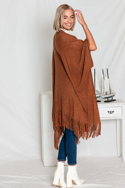 Harlow Fringe Pocket Kimono Camel
