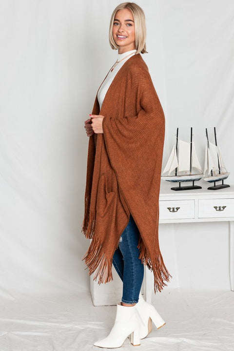 Harlow Fringe Pocket Kimono Camel