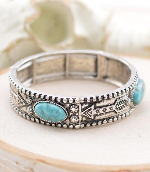 Western Turquoise Arrow Stretch Bracelet