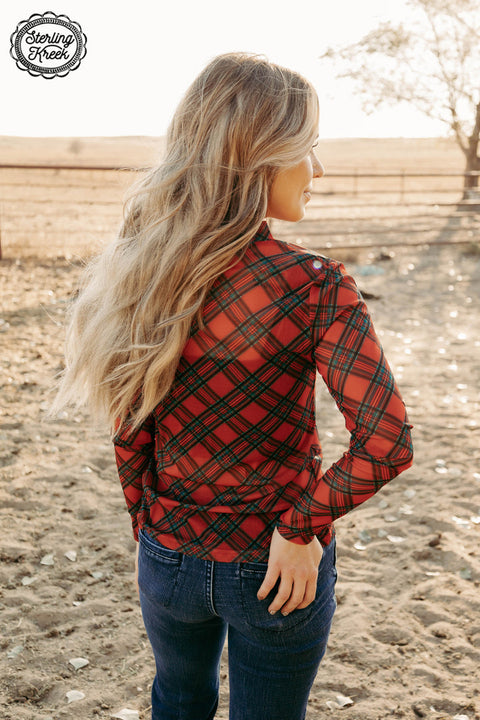 All is Calm Plaid Mesh Layering Top