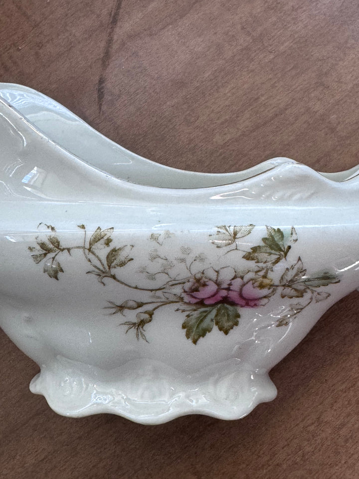 Edwin M. Knowles Floral Gravy Boat