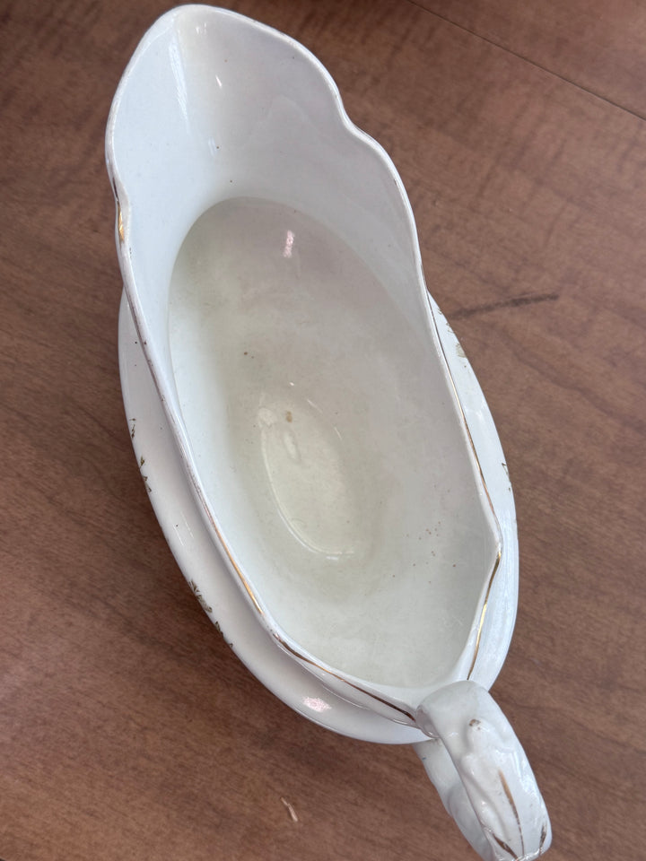 Edwin M. Knowles Floral Gravy Boat