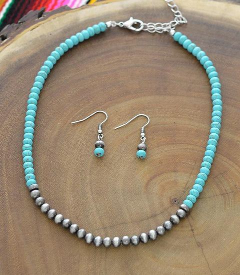 Turquoise Navajo Pearl Beaded Choker Necklace